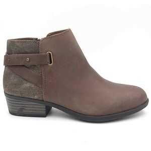 CLARKS Addiy Gladys Ankle Booties in Distressed Taupe Brown